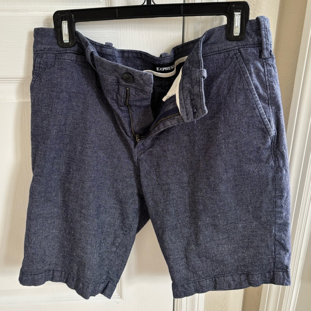 Express Men's Dark Blue Flat Front Shorts